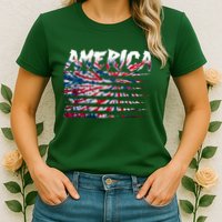 America Lightning Bolt USA Tie Dye Flag Womens T-Shirt