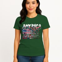 America Lightning Bolt USA Tie Dye Flag Womens T-Shirt