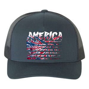 America Lightning Bolt USA Tie Dye Flag Yupoong Adult 5-Panel Trucker Hat