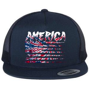 America Lightning Bolt USA Tie Dye Flag Flat Bill Trucker Hat