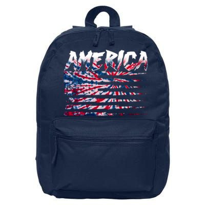 America Lightning Bolt USA Tie Dye Flag 16 in Basic Backpack