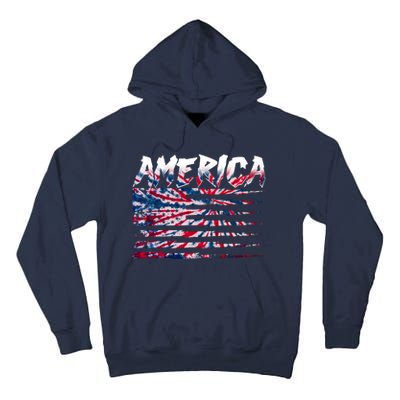 America Lightning Bolt USA Tie Dye Flag Tall Hoodie