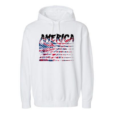 America Lightning Bolt USA Tie Dye Flag Garment-Dyed Fleece Hoodie