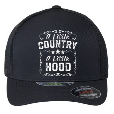 A Little Bit Country A Little Bit Hood Music Concert Gift Flexfit Unipanel Trucker Cap