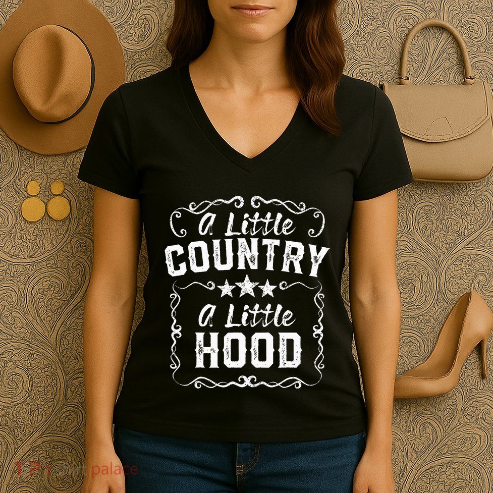 A Little Bit Country A Little Bit Hood Music Concert Gift Women's V-Neck T-Shirt