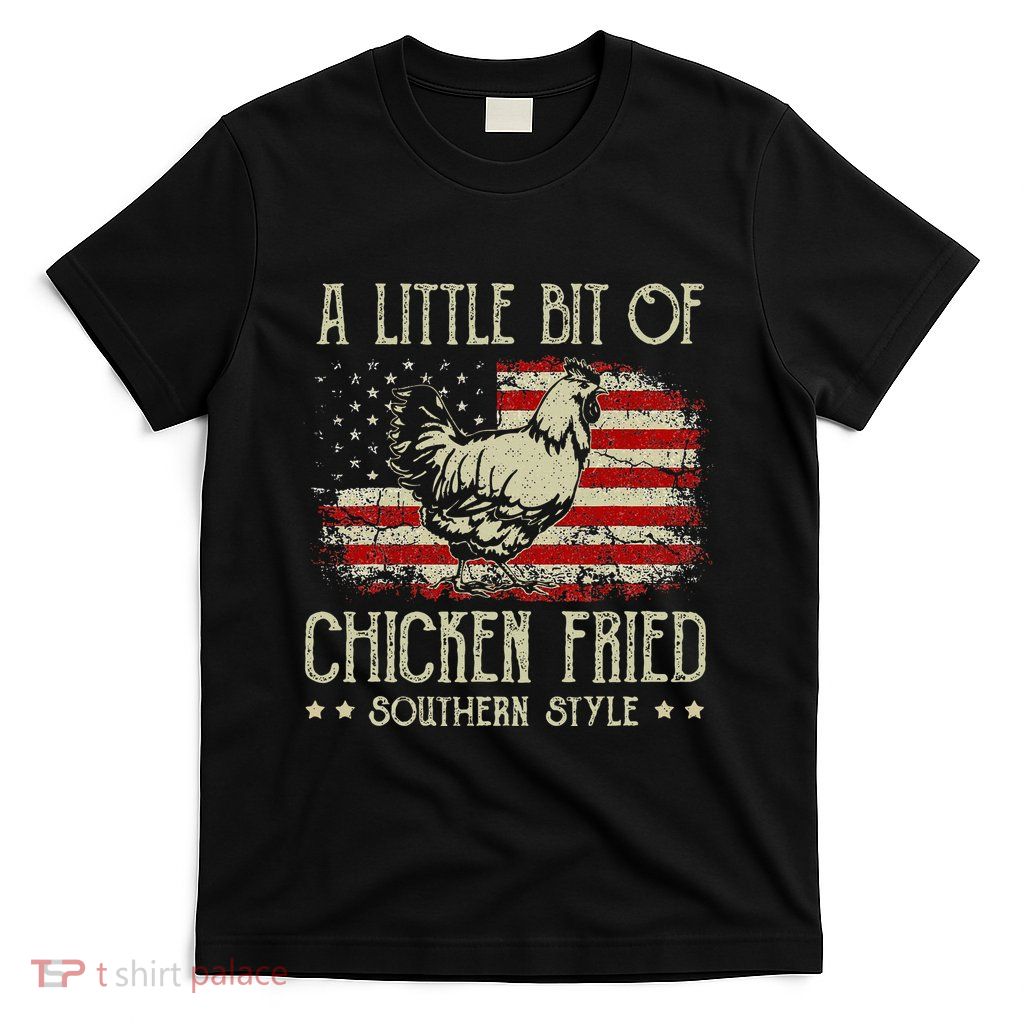 A Little Bit Of Chicken Fried Southern Style Vintage Us Flag T-Shirt