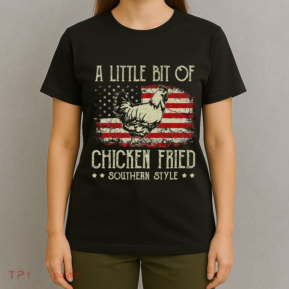 A Little Bit Of Chicken Fried Southern Style Vintage Us Flag T-Shirt