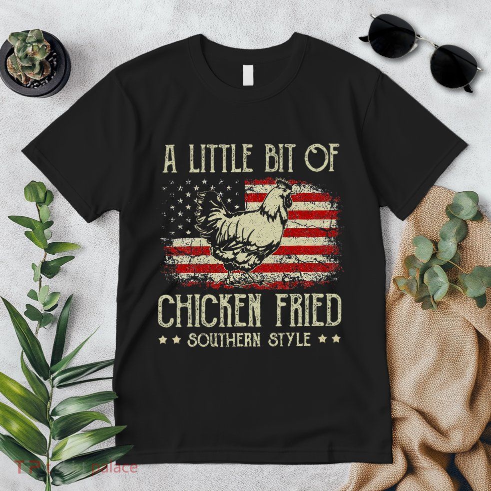A Little Bit Of Chicken Fried Southern Style Vintage Us Flag Premium T-Shirt