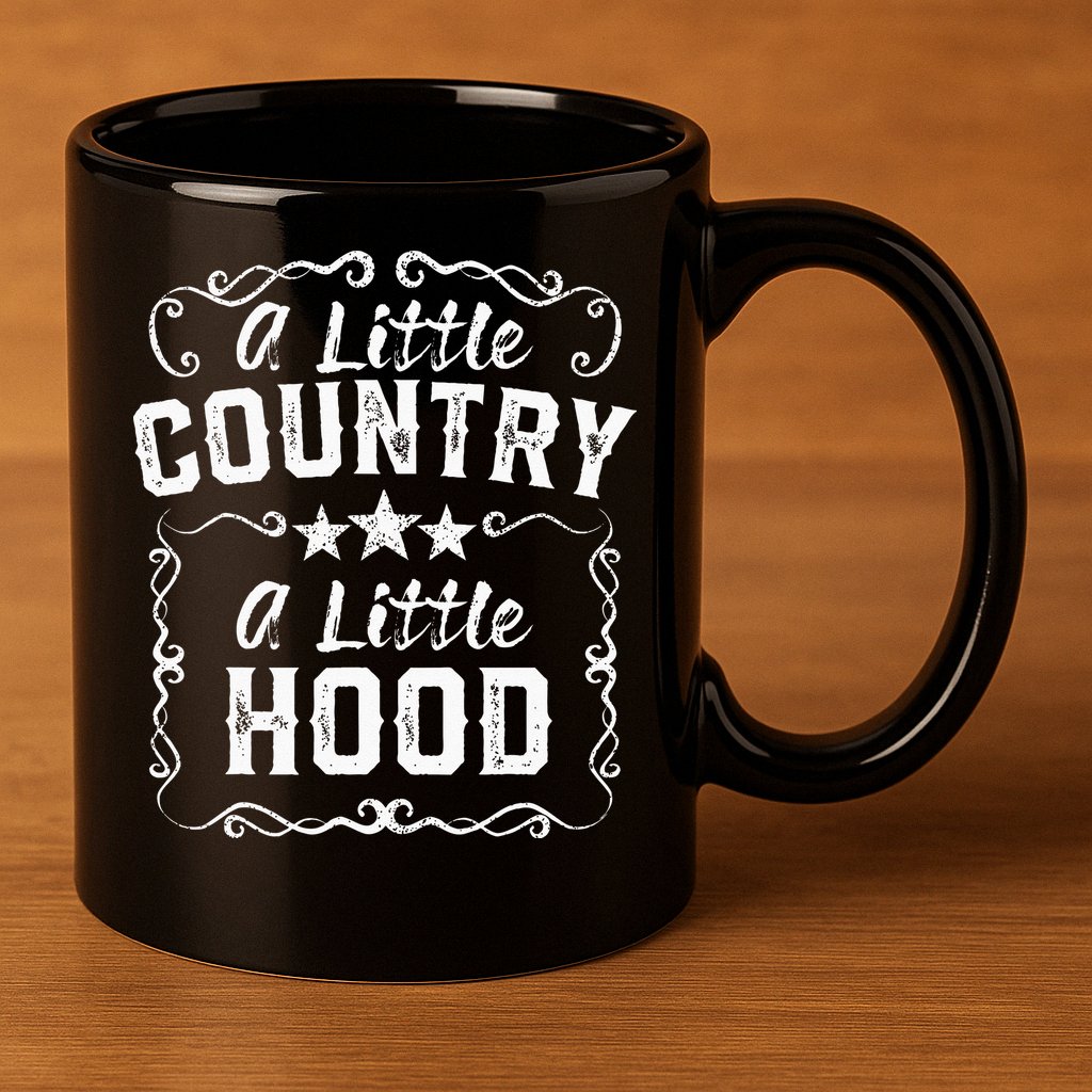 A Little Bit Country A Little Bit Hood Music Concert Gift 11oz C Handle Ceramic Mug
