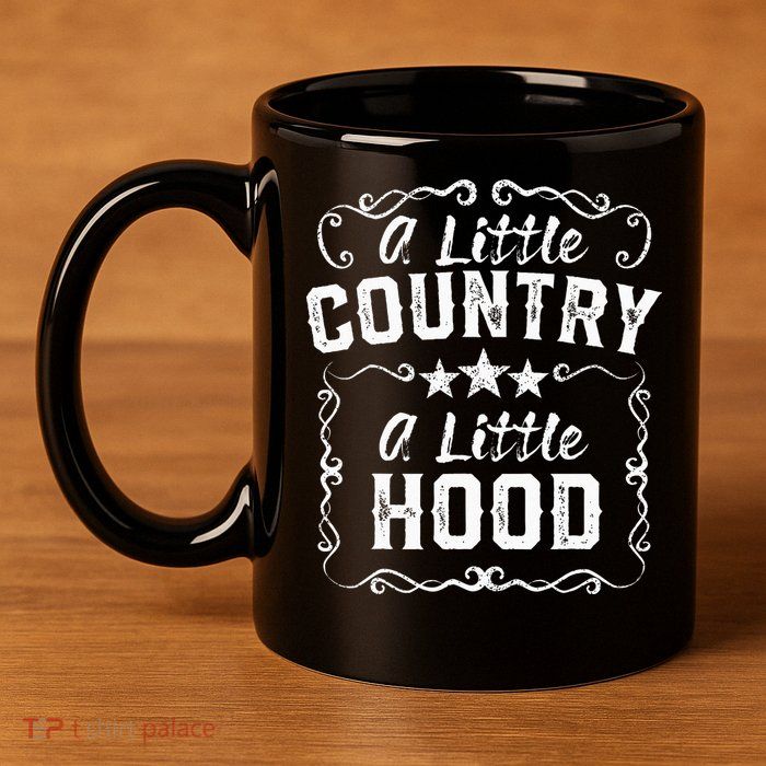 A Little Bit Country A Little Bit Hood Music Concert Gift 11oz C Handle Ceramic Mug