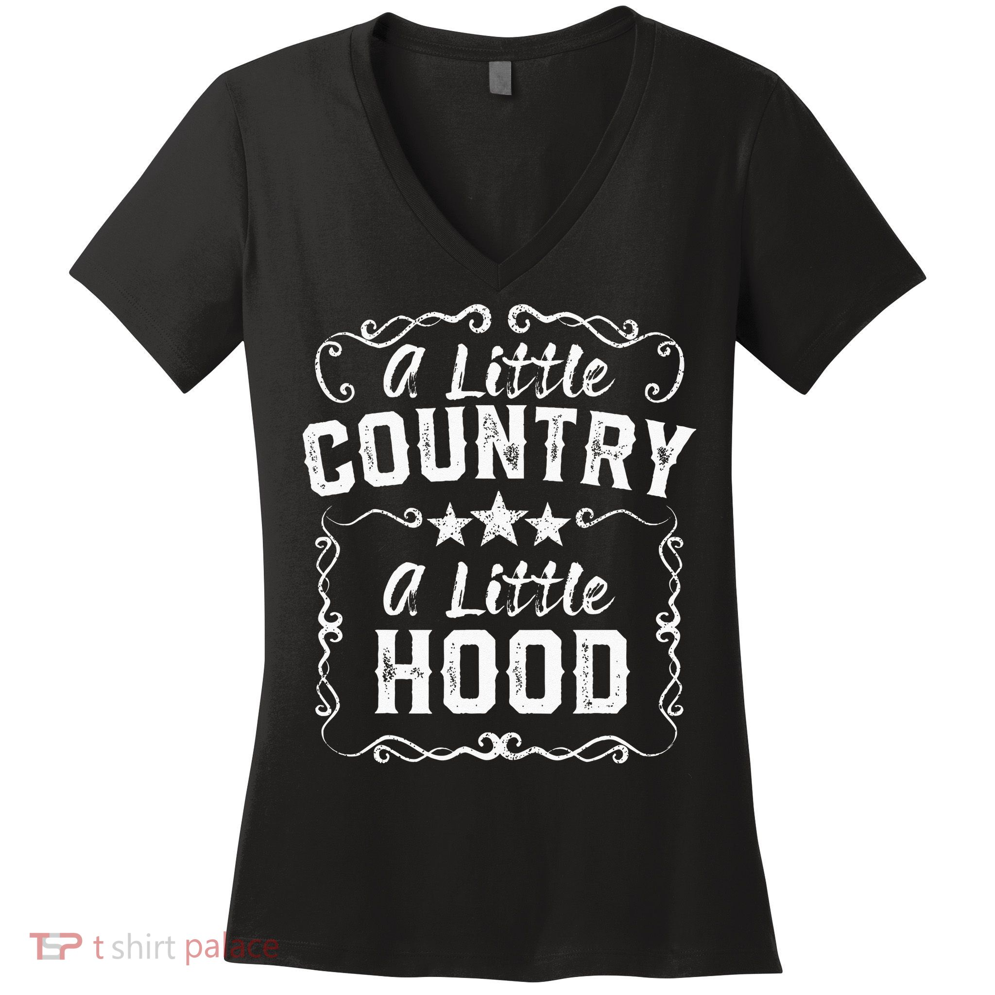 A Little Bit Country A Little Bit Hood Music Concert Gift Women's V-Neck T-Shirt