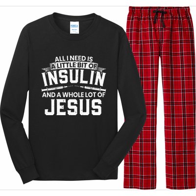 A Little Bit Of Insulin And A Whole Lot Of Jesus Diabetes Long Sleeve Pajama Set