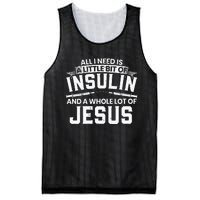 A Little Bit Of Insulin And A Whole Lot Of Jesus Diabetes Mesh Reversible Basketball Jersey Tank