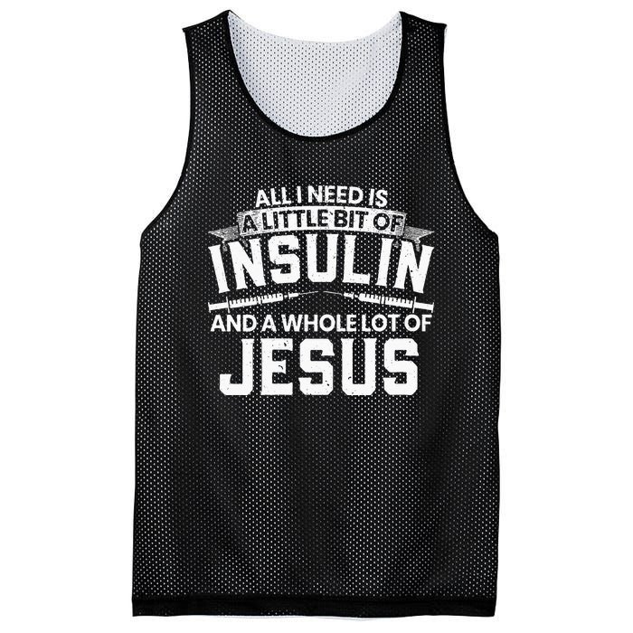 A Little Bit Of Insulin And A Whole Lot Of Jesus Diabetes Mesh Reversible Basketball Jersey Tank