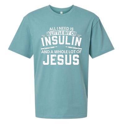 A Little Bit Of Insulin And A Whole Lot Of Jesus Diabetes Sueded Cloud Jersey T-Shirt