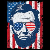 Abe Lincoln Beard Sunglasses & American Flag 4th Of July Sustainable Bucket Hat