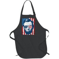 Abe Lincoln Beard Sunglasses American Flag 4th Of July Full-Length Apron With Pockets