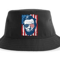 Abe Lincoln Beard Sunglasses American Flag 4th Of July Sustainable Bucket Hat