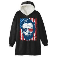 Abe Lincoln Beard Sunglasses American Flag 4th Of July Hooded Wearable Blanket