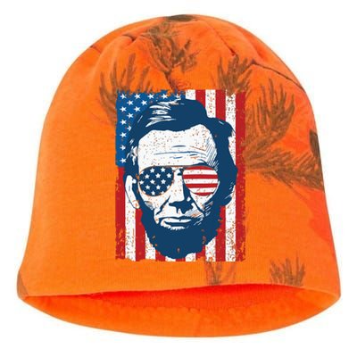 Abe Lincoln Beard Sunglasses American Flag 4th Of July Kati - Camo Knit Beanie