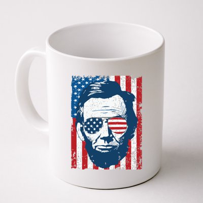 Abe Lincoln Beard Sunglasses American Flag 4th Of July Coffee Mug