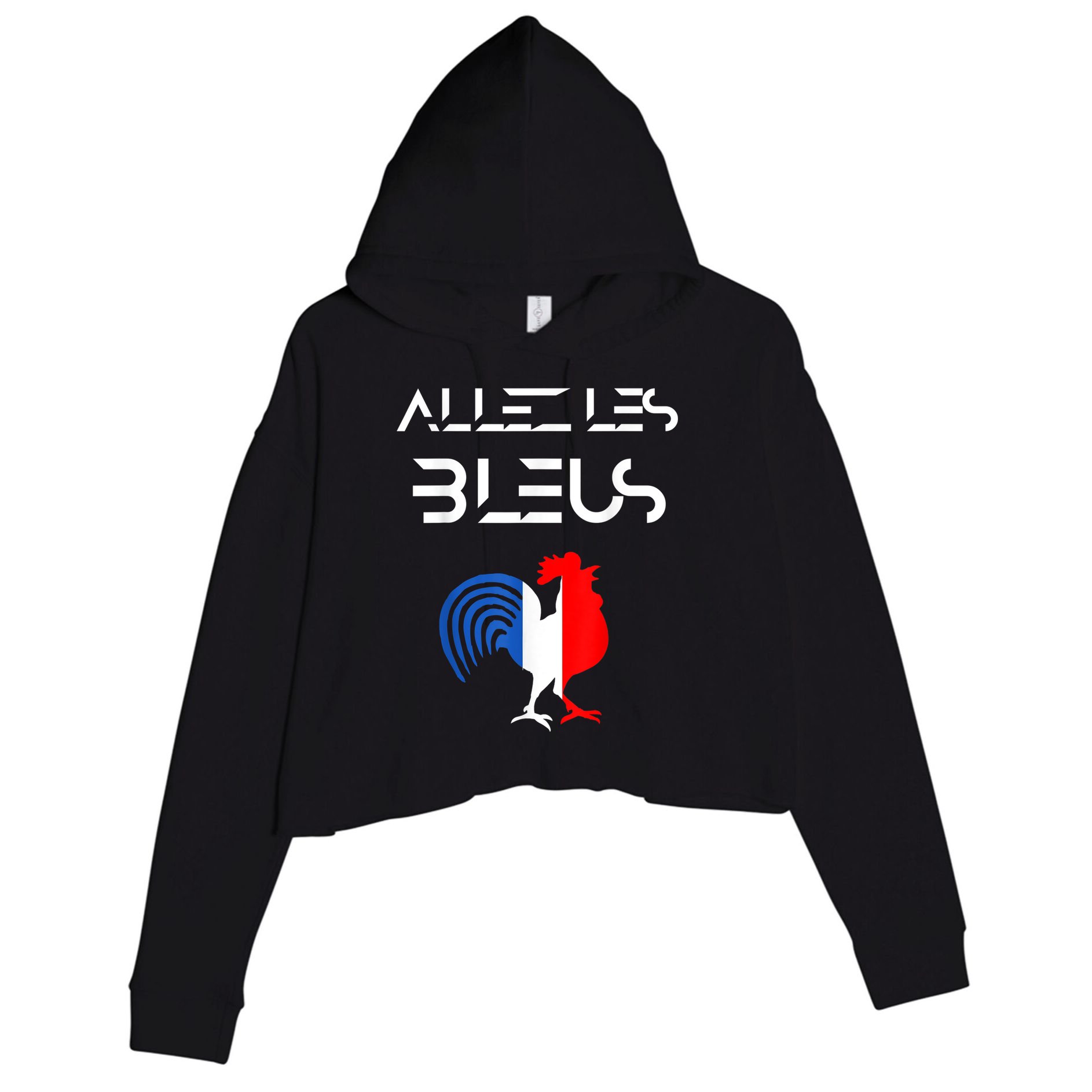 Allez les Bleus France Soccer World Football Hen French Flag Crop Fleece Hoodie