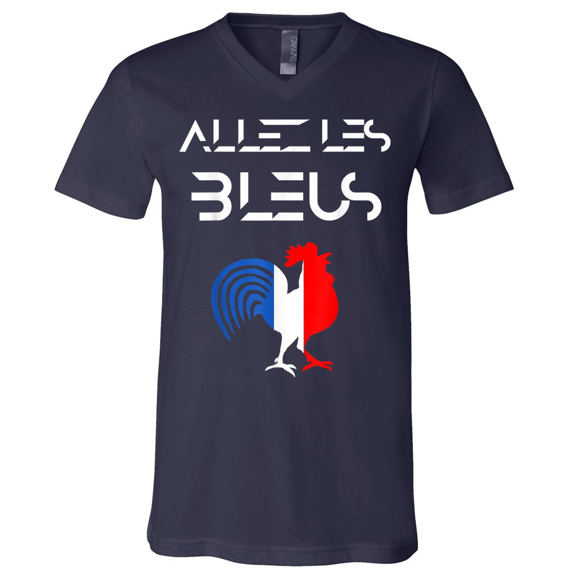 Allez les Bleus France Soccer World Football Hen French Flag V-Neck T-Shirt