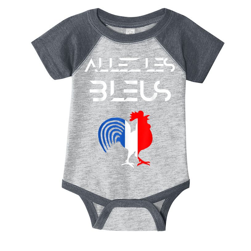 Allez les Bleus France Soccer World Football Hen French Flag Infant Baby Jersey Bodysuit