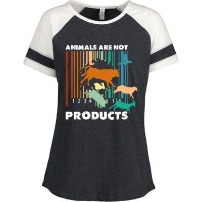 Animal Liberation Barcode Retro Welfare Animal Rights Gift Enza Ladies Jersey Colorblock Tee