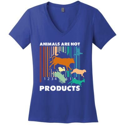 Animal Liberation Barcode Retro Welfare Animal Rights Gift Women's V-Neck T-Shirt