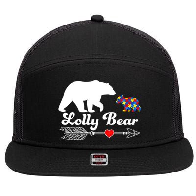 Autism Lolly Bear Puzzle Autism Awareness Autistic Support Gift 7 Panel Mesh Trucker Snapback Hat