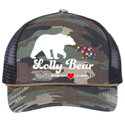 Autism Lolly Bear Puzzle Autism Awareness Autistic Support Gift Retro Rope Trucker Hat Cap