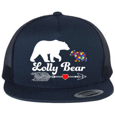 Autism Lolly Bear Puzzle Autism Awareness Autistic Support Gift Flat Bill Trucker Hat