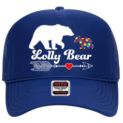 Autism Lolly Bear Puzzle Autism Awareness Autistic Support Gift High Crown Mesh Back Trucker Hat