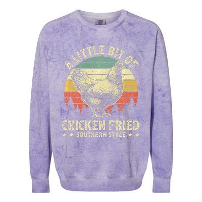 A Little Bit Of Chicken Fried Southern Fast Food Lover Colorblast Crewneck Sweatshirt