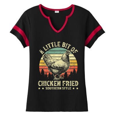 A Little Bit Of Chicken Fried Southern Fast Food Lover Ladies Halftime Notch Neck Tee