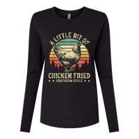 A Little Bit Of Chicken Fried Southern Fast Food Lover Womens Cotton Relaxed Long Sleeve T-Shirt