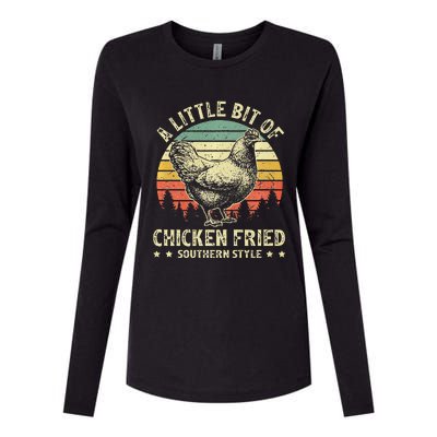 A Little Bit Of Chicken Fried Southern Fast Food Lover Womens Cotton Relaxed Long Sleeve T-Shirt