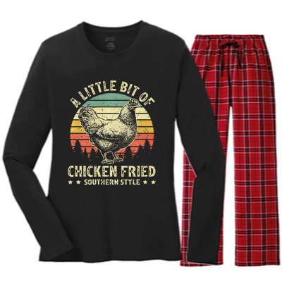 A Little Bit Of Chicken Fried Southern Fast Food Lover Women's Long Sleeve Flannel Pajama Set 