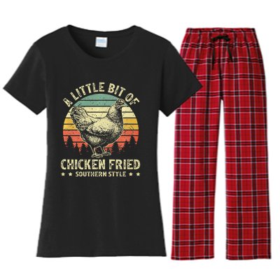 A Little Bit Of Chicken Fried Southern Fast Food Lover Women's Flannel Pajama Set