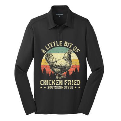 A Little Bit Of Chicken Fried Southern Fast Food Lover Silk Touch Performance Long Sleeve Polo