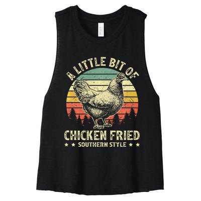 A Little Bit Of Chicken Fried Southern Fast Food Lover Women's Racerback Cropped Tank