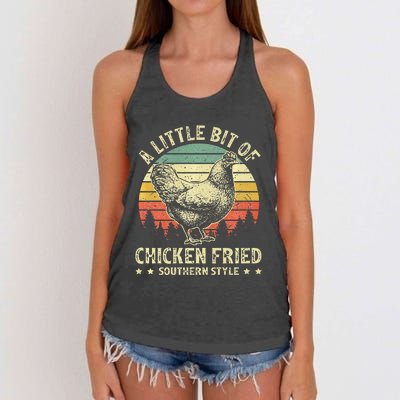 A Little Bit Of Chicken Fried Southern Fast Food Lover Women's Knotted Racerback Tank