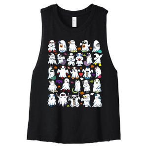 Alphabet Lore Boo Halloween Ghost Pumpkin Women's Racerback Cropped Tank