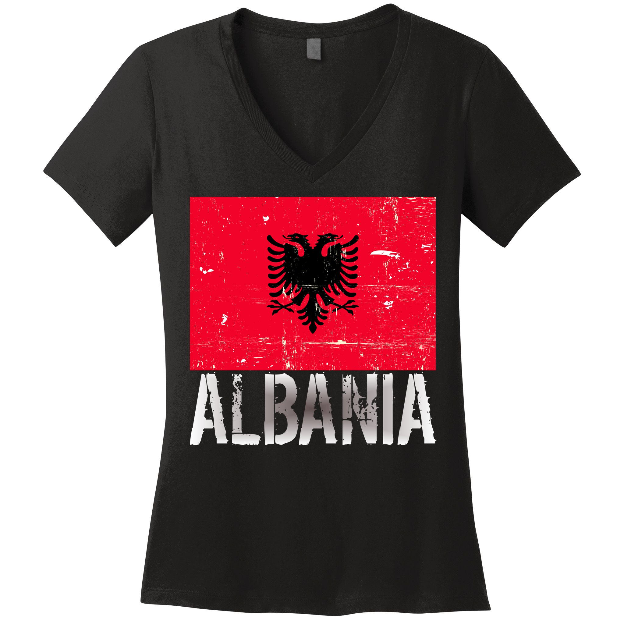 Albania Flag Albanians Soccer Football Team Women's V-Neck T-Shirt