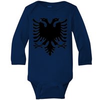 Albanian Flag Eagle Baby Long Sleeve Bodysuit