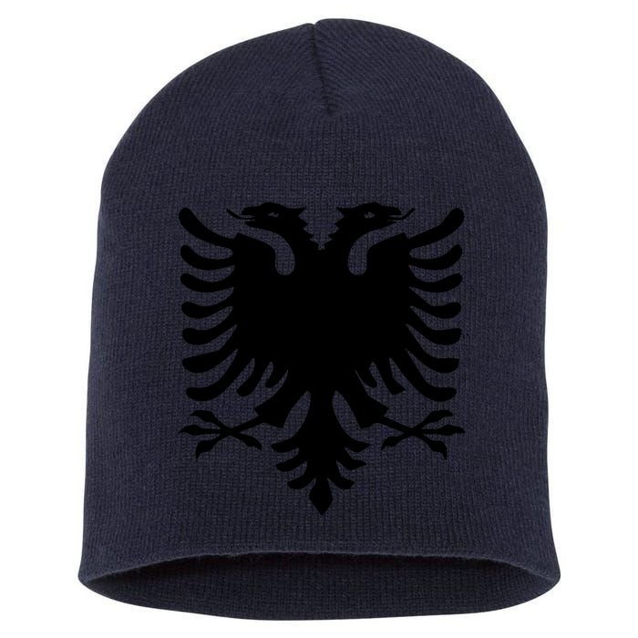 Albanian Flag Eagle Short Acrylic Beanie