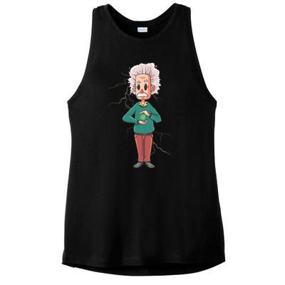 Albert Einstein Cartoon Ladies PosiCharge Tri-Blend Wicking Tank