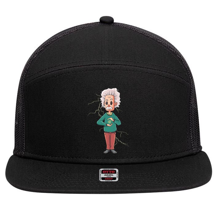 Albert Einstein Cartoon 7 Panel Mesh Trucker Snapback Hat