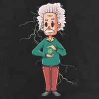 Albert Einstein Cartoon 7 Panel Mesh Trucker Snapback Hat